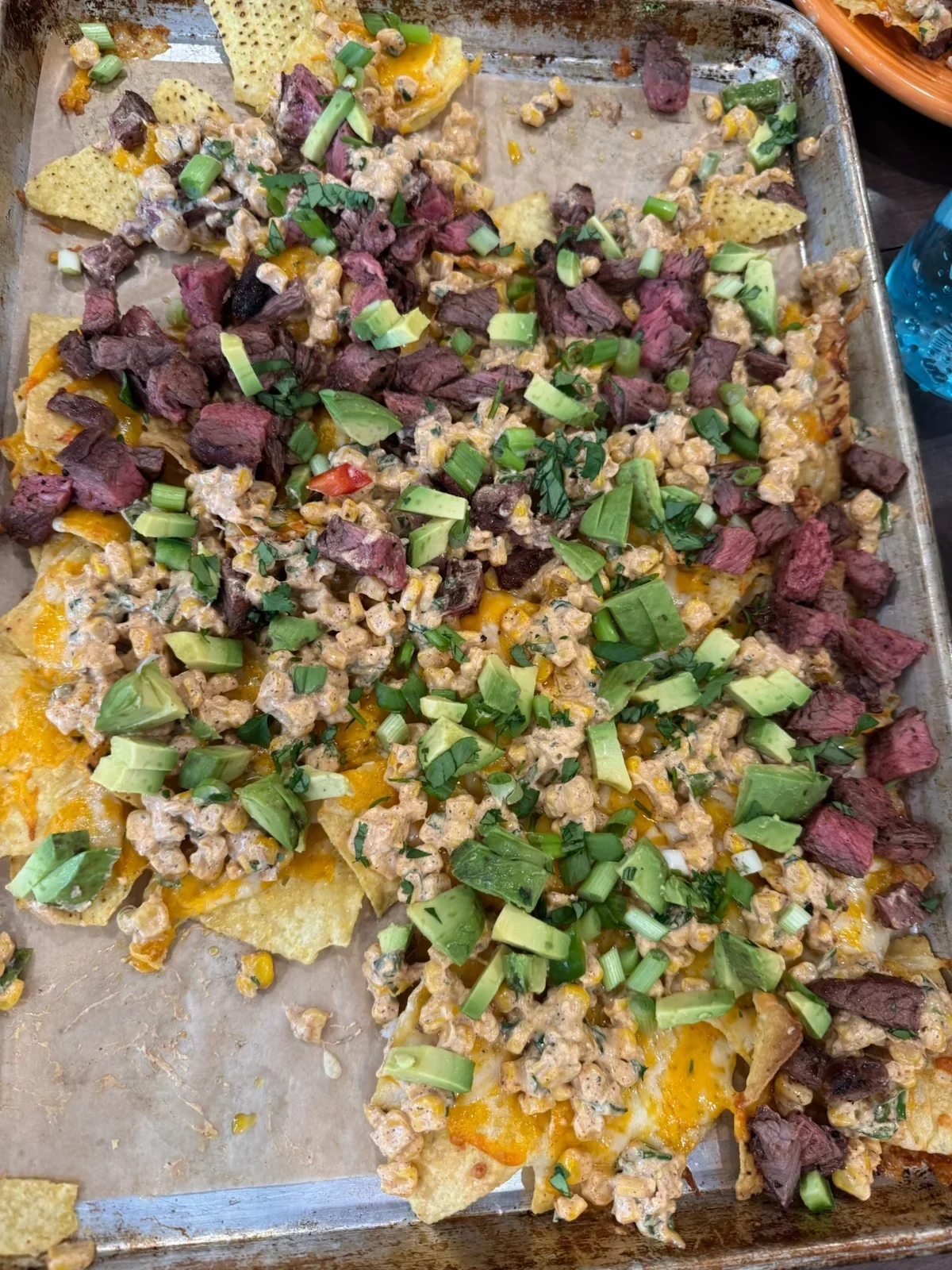 Street Corn & Steak nachos from our kitchen