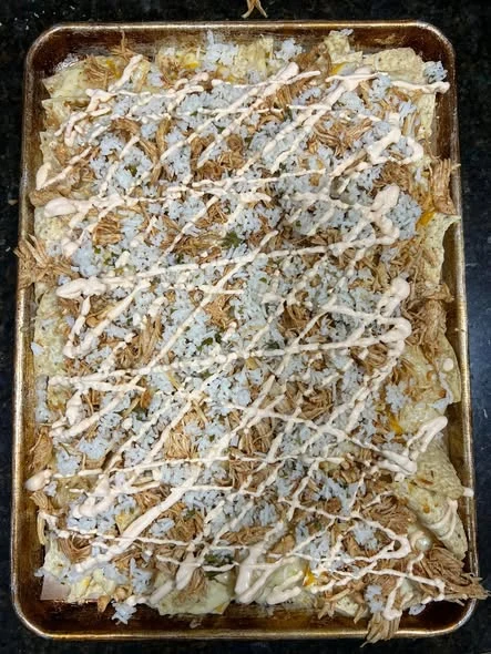 Birthday Nacho Trio nachos from our kitchen