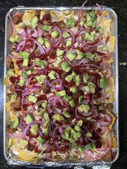Christmas Cranberry & Sausage nachos from our kitchen