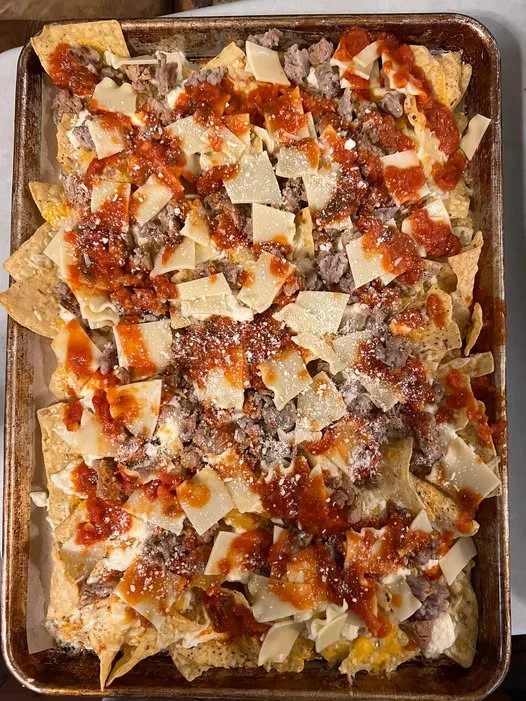 Julia’s Lasagna Nachos nachos from our kitchen
